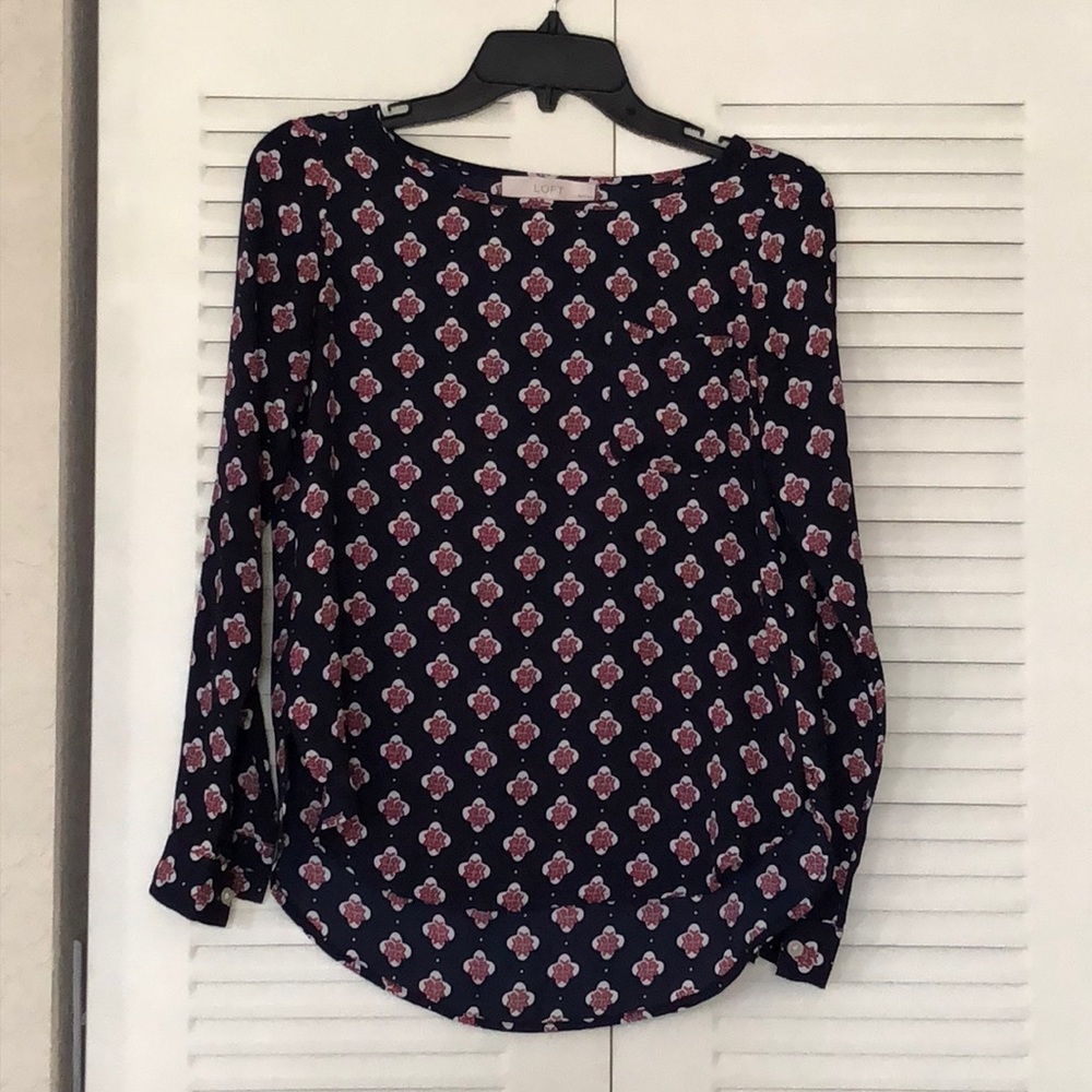 XXSP Loft Navy Blue/White/Pink-Red Blouse